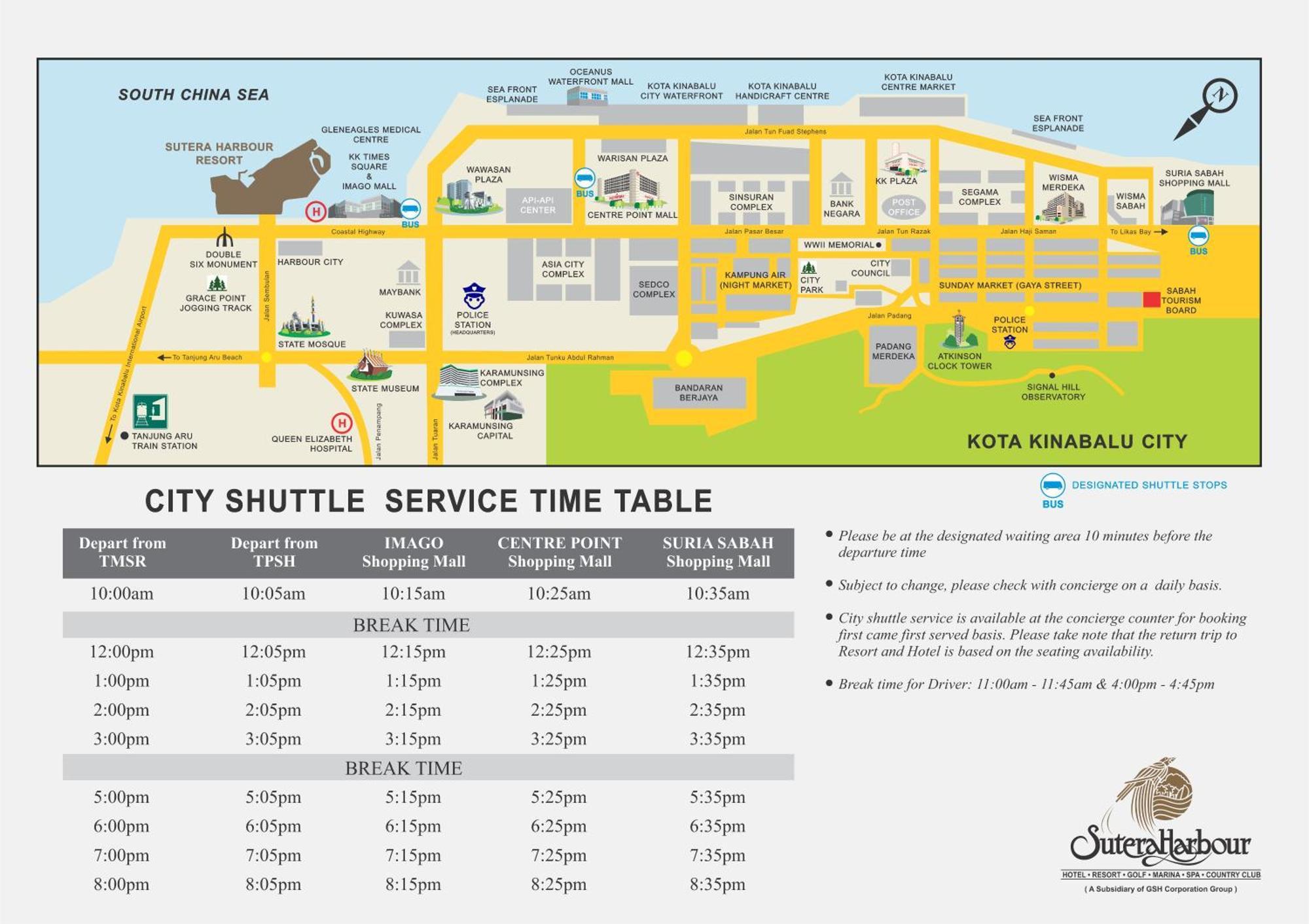 더 마젤란 수테라 리조트 코타키나발루 외부 사진 City Shuttle Service Timetable